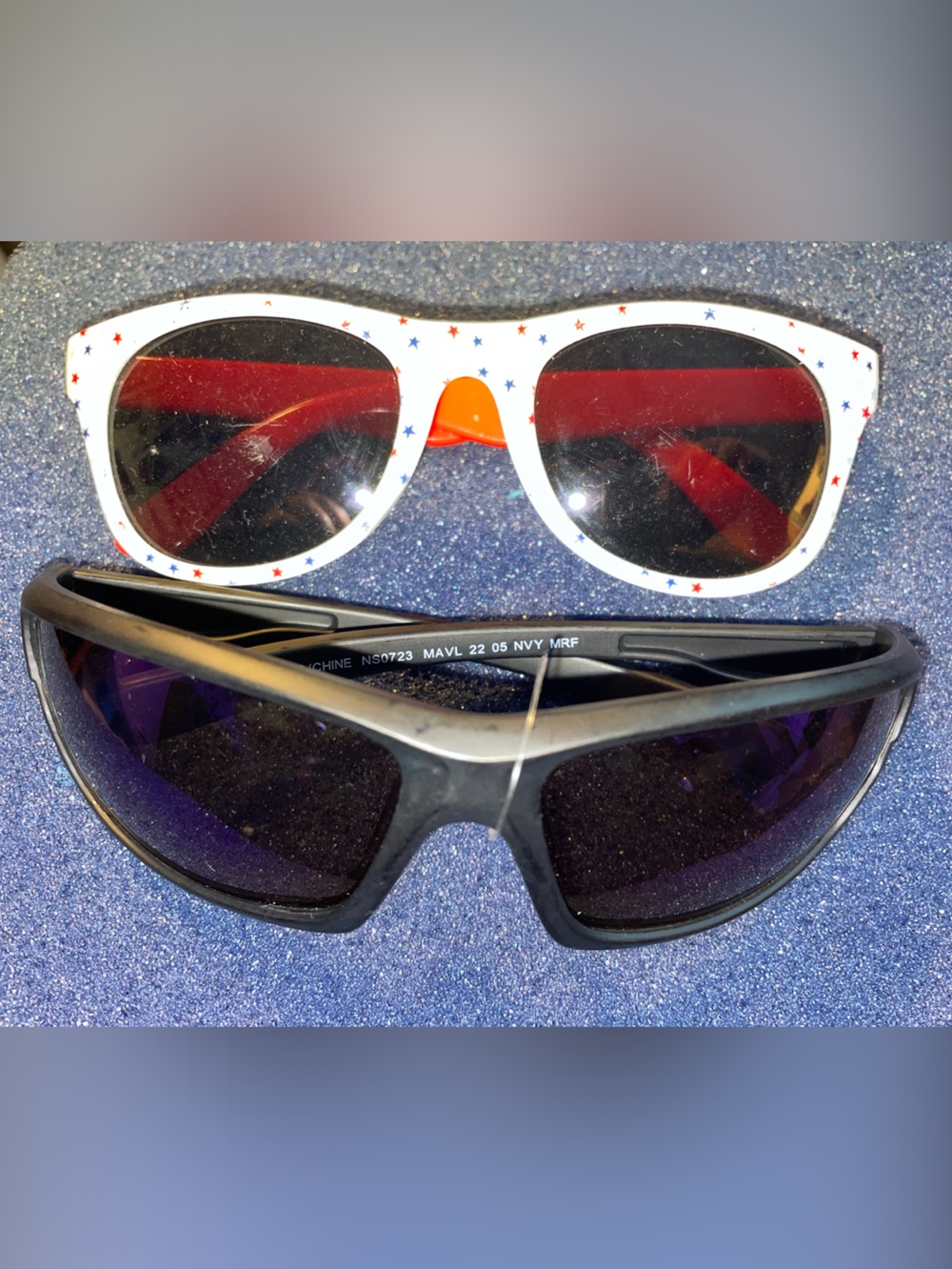 Black Sport Sunglasses & White Star-Print Shades
